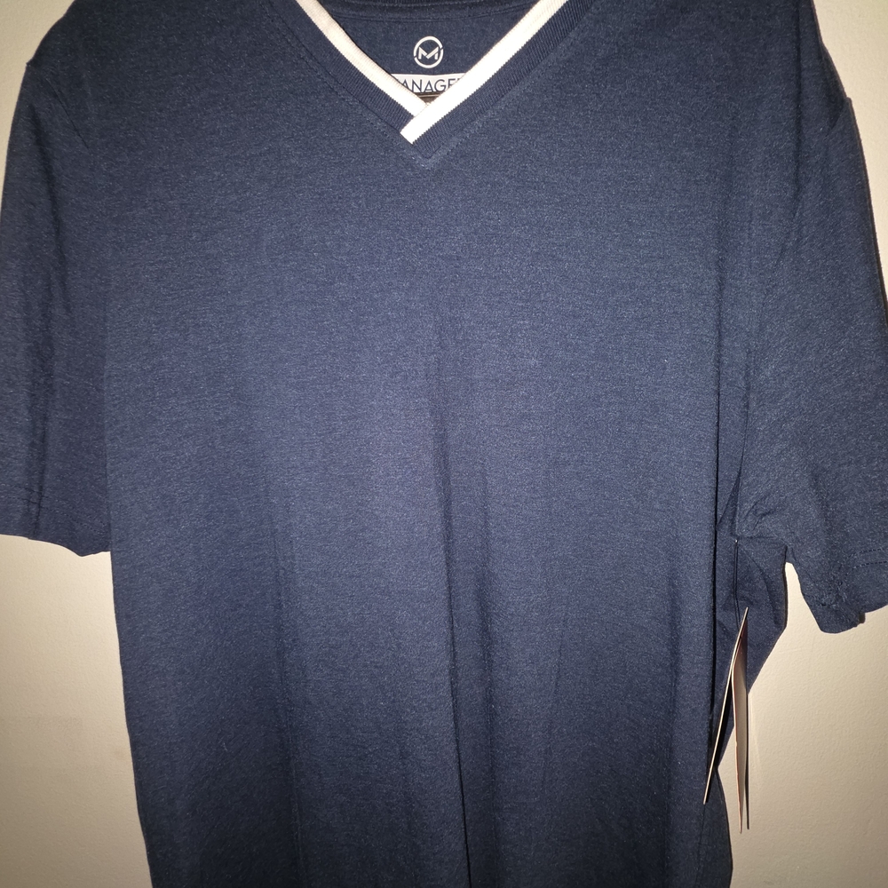 Manager Blue V-Neck Short Sleeve Tee